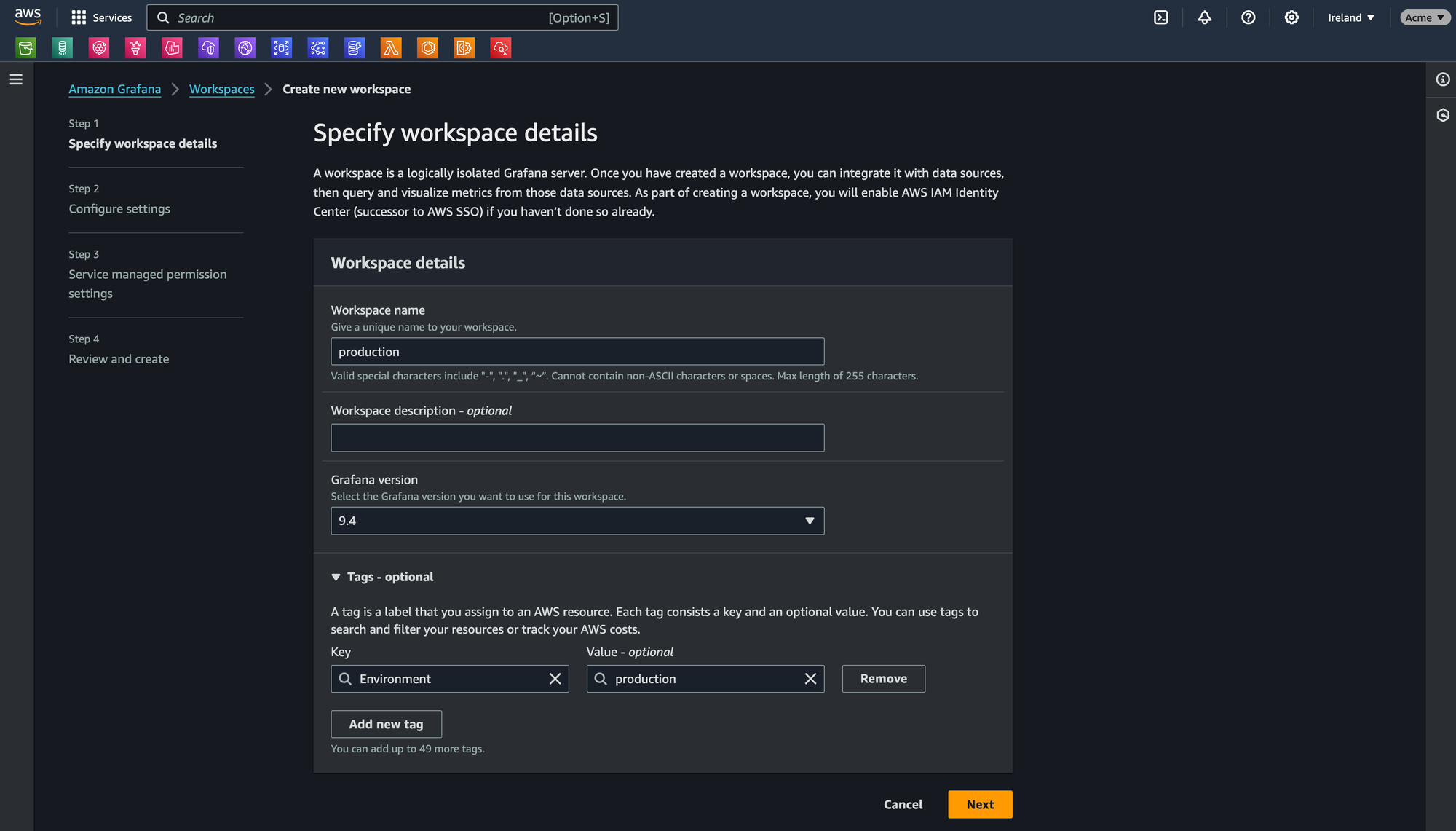 Setting up AWS Managed Grafana in minutes to display metrics from Amazon Managed Prometheus and CloudWatch