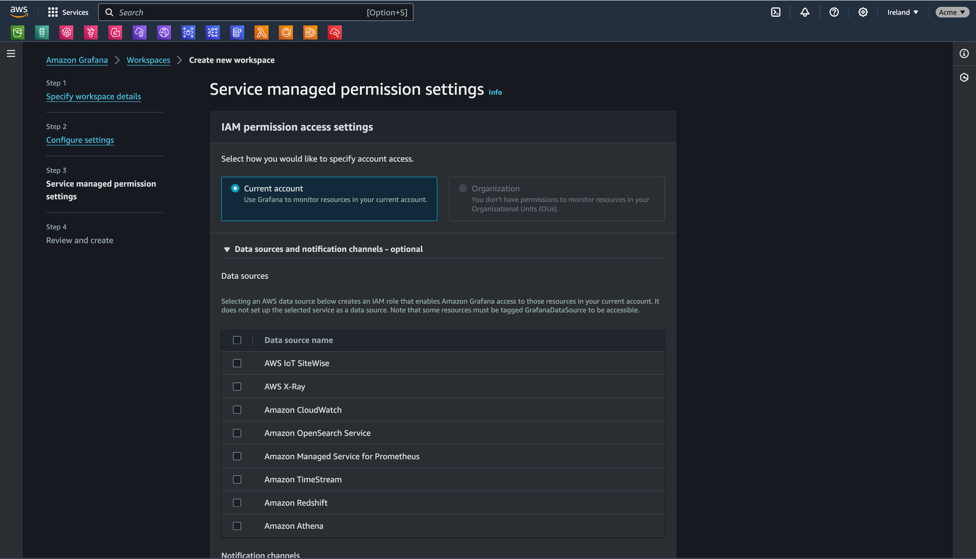 Setting up AWS Managed Grafana in minutes to display metrics from Amazon Managed Prometheus and CloudWatch