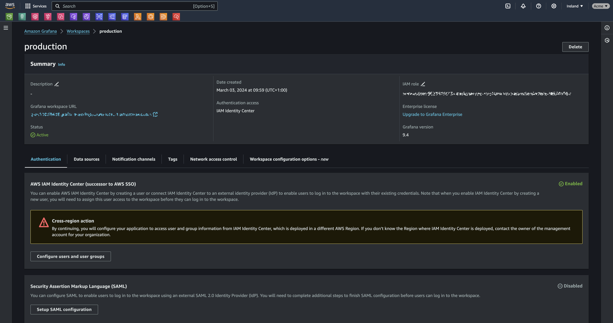 Setting up AWS Managed Grafana in minutes to display metrics from Amazon Managed Prometheus and CloudWatch