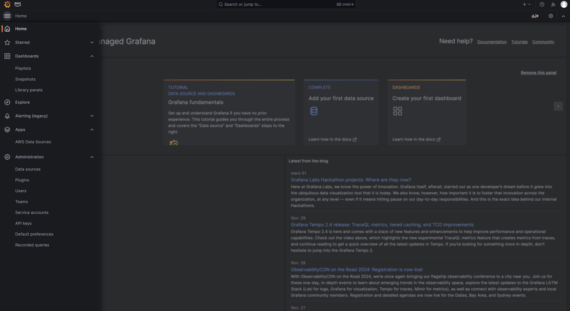 Setting up AWS Managed Grafana in minutes to display metrics from Amazon Managed Prometheus and CloudWatch